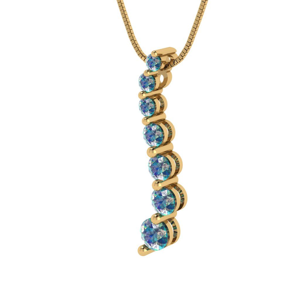 0.475cttw Round Cut Blue Moissanite Gold-Plated 925 Silver Pendant and 16" Box-Chain Necklace