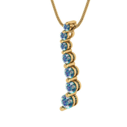0.475cttw Round Cut Blue Moissanite Gold-Plated 925 Silver Pendant and 16" Box-Chain Necklace