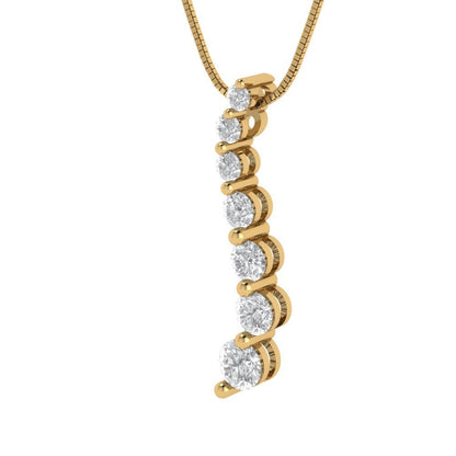 0.475 tcw Necklace Pendant - 14K White Gold Round Cut Charm Zirconia Diamond - Adjustable Length - 15in Box Chain to 18in
