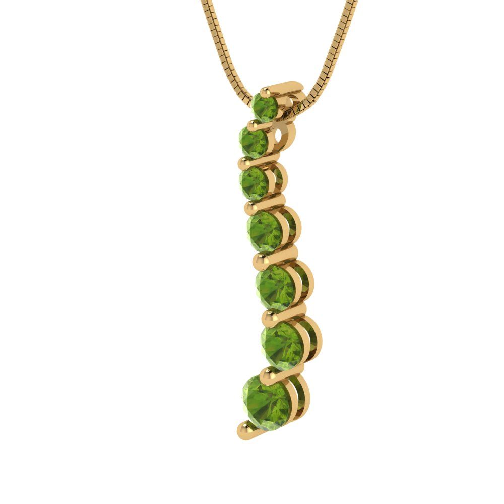 0.475 tcw Necklace Pendant - 14K White Gold Round Cut Charm Peridot - Adjustable Length - 15in Box Chain to 18in