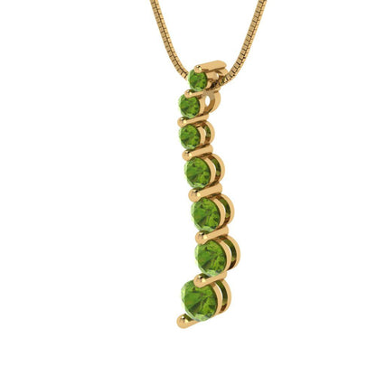 0.475 tcw Necklace Pendant - 14K White Gold Round Cut Charm Peridot - Adjustable Length - 15in Box Chain to 18in