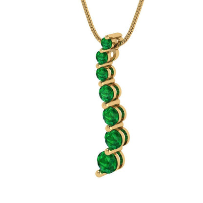 0.475cttw Round Cut Emerald Gold-Plated 925 Silver Pendant and 16" Box-Chain Necklace
