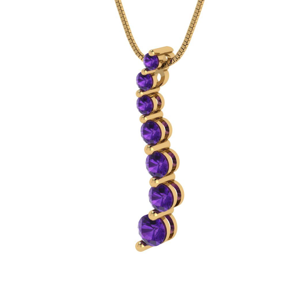 0.475cttw Round Cut Amethyst Gold-Plated 925 Silver Pendant and 16" Box-Chain Necklace