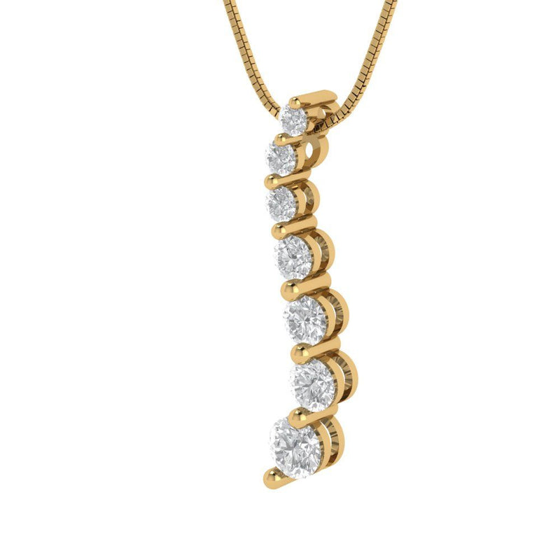 0.39 ct Brilliant Round Cut Natural Diamond Stone Clarity SI1-2 Color G-H Yellow Gold Pendant with 16" Chain