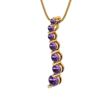 0.475cttw Round Cut Alexandrite Gold-Plated 925 Silver Pendant and 16" Box-Chain Necklace