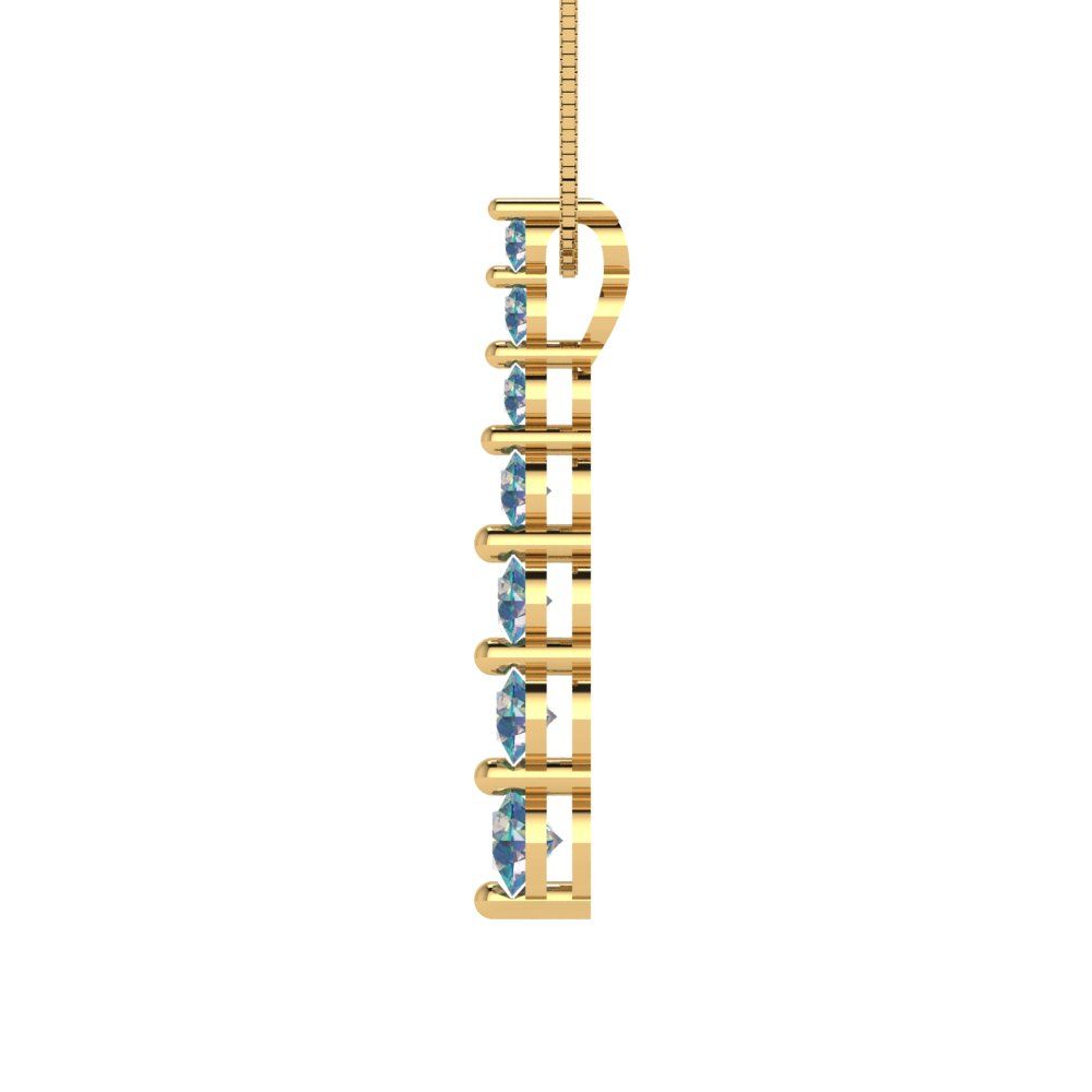 0.475 tcw Necklace Pendant - 14K White Gold Round Cut Charm Blue Moissanite - Adjustable Length - 15in Box Chain to 18in