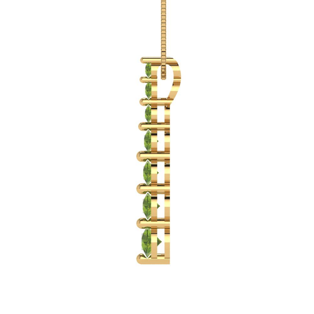 0.475 tcw Necklace Pendant - 14K White Gold Round Cut Charm Peridot - Adjustable Length - 15in Box Chain to 18in