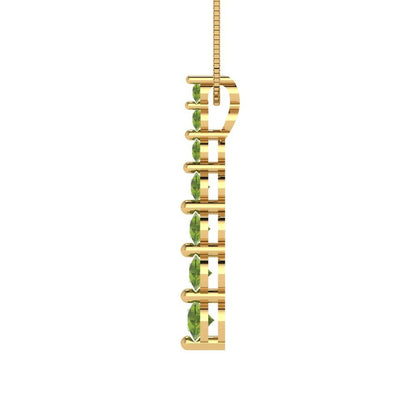 0.475 tcw Necklace Pendant - 14K White Gold Round Cut Charm Peridot - Adjustable Length - 15in Box Chain to 18in