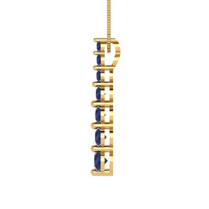 0.475 tcw Necklace Pendant - 14K White Gold Round Cut Charm Bluesapphire - Adjustable Length - 15in Box Chain to 18in