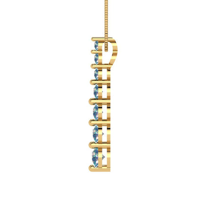 0.475cttw Round Cut Blue Moissanite Gold-Plated 925 Silver Pendant and 16" Box-Chain Necklace