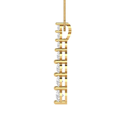 0.475 tcw Necklace Pendant - 14K White Gold Round Cut Charm Zirconia Diamond - Adjustable Length - 15in Box Chain to 18in
