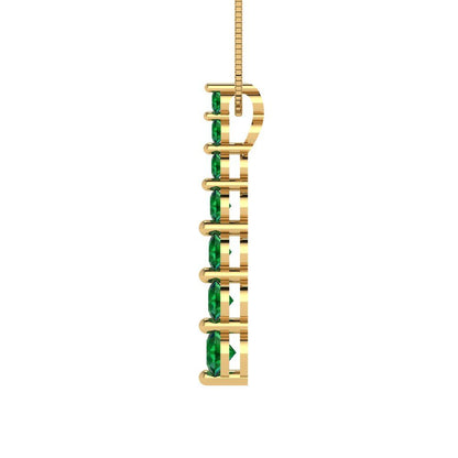 0.475cttw Round Cut Emerald Gold-Plated 925 Silver Pendant and 16" Box-Chain Necklace