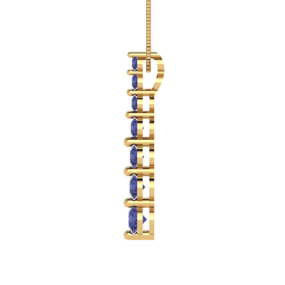 0.475 tcw Necklace Pendant - 14K White Gold Round Cut Charm Tanzanite - Adjustable Length - 15in Box Chain to 18in