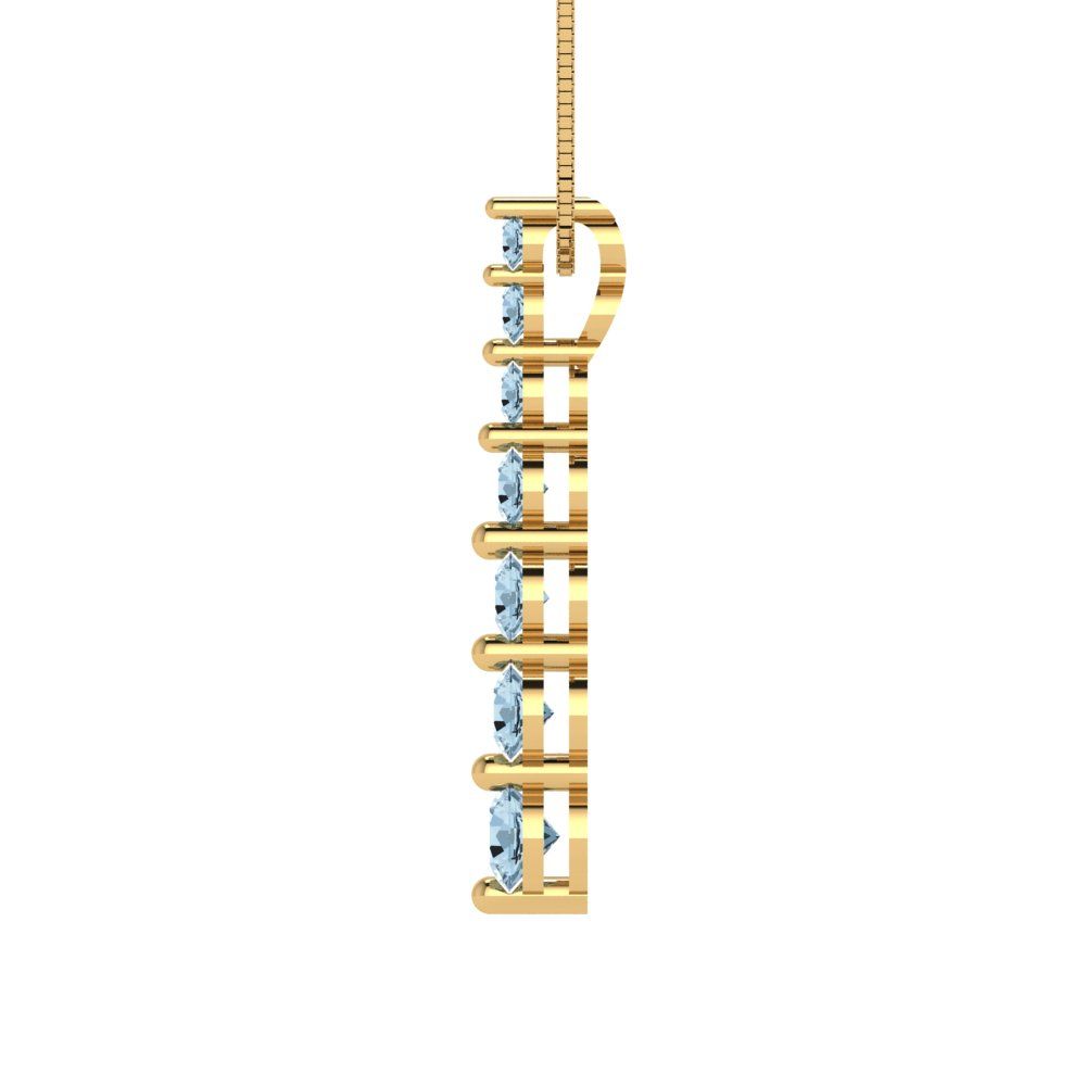 0.475cttw Round Cut Blue Gold-Plated 925 Silver Pendant and 16" Box-Chain Necklace