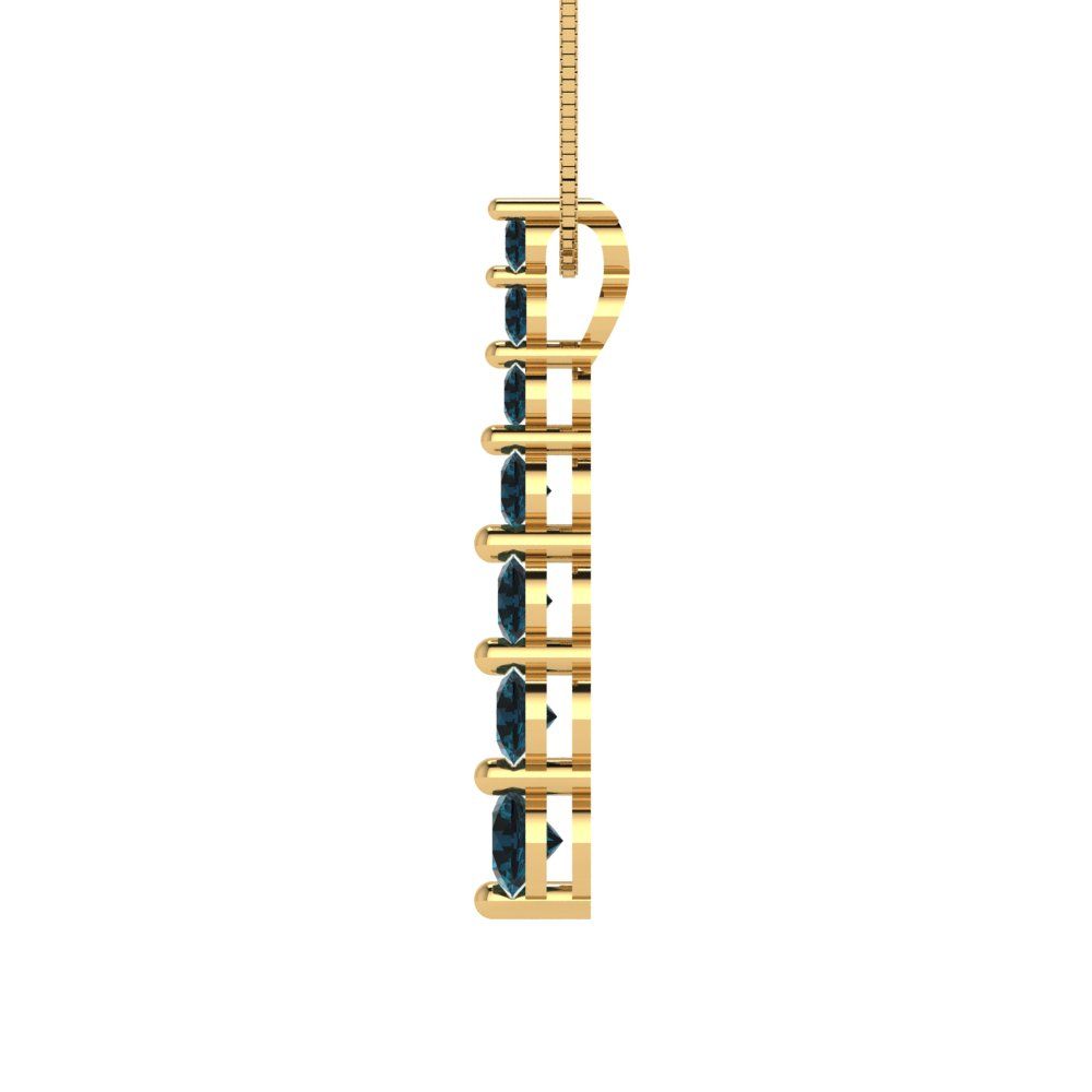 0.475 tcw Necklace Pendant - 14K White Gold Round Cut Charm London - Adjustable Length - 15in Box Chain to 18in