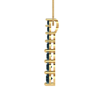 0.475 tcw Necklace Pendant - 14K White Gold Round Cut Charm London - Adjustable Length - 15in Box Chain to 18in