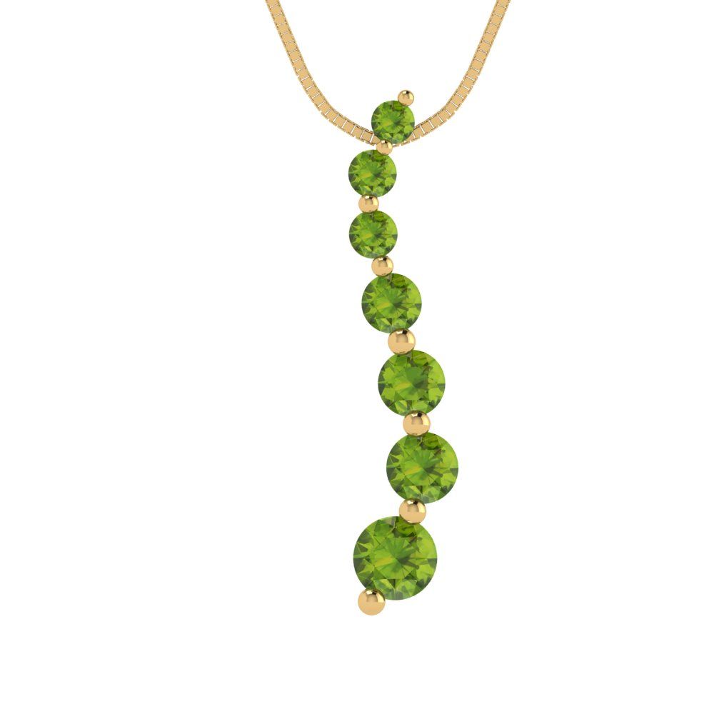 0.475 tcw Necklace Pendant - 14K White Gold Round Cut Charm Peridot - Adjustable Length - 15in Box Chain to 18in