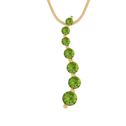 0.475 tcw Necklace Pendant - 14K White Gold Round Cut Charm Peridot - Adjustable Length - 15in Box Chain to 18in