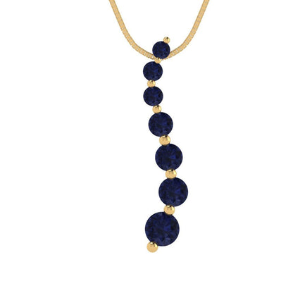 0.475 tcw Necklace Pendant - 14K White Gold Round Cut Charm Bluesapphire - Adjustable Length - 15in Box Chain to 18in