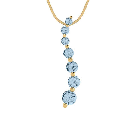 0.475 tcw Necklace Pendant - 14K White Gold Round Cut Charm Swiss Blue Topaz - Adjustable Length - 15in Box Chain to 18in
