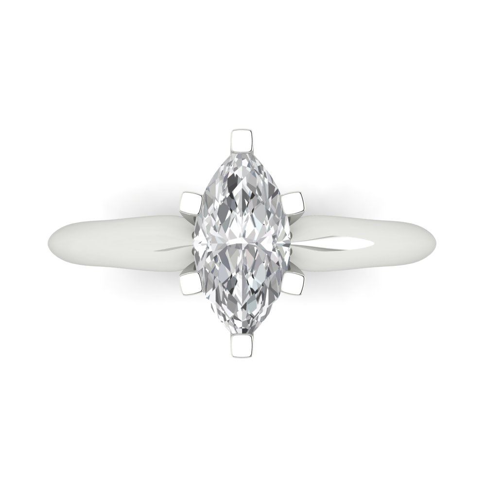1 cttw Zirconia Simulated Diamond Solitaire  Engagement Ring - Solid White Gold  (VVS1, Marquise Cut,10x5mm)