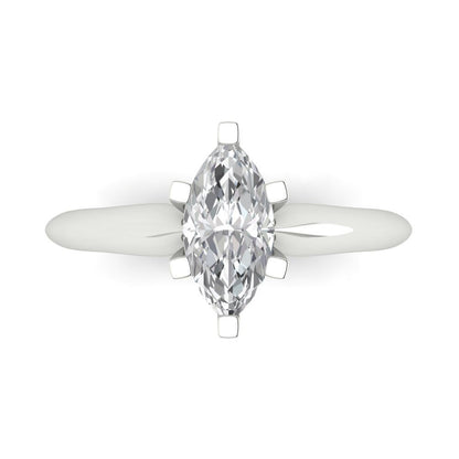 1 cttw Zirconia Simulated Diamond Solitaire  Engagement Ring - Solid White Gold  (VVS1, Marquise Cut,10x5mm)