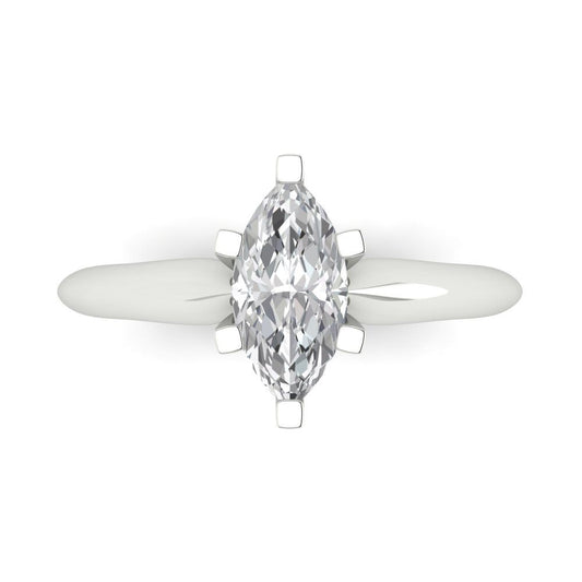 1 cttw Zirconia Simulated Diamond Solitaire  Engagement Ring - Solid White Gold  (VVS1, Marquise Cut,10x5mm)