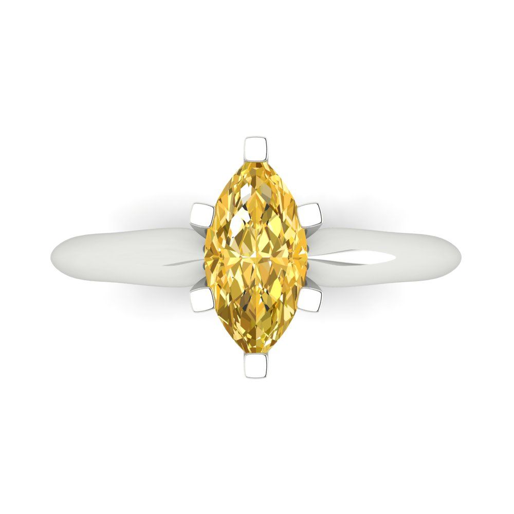 1 cttw Natural Citrine Solitaire  Engagement Ring - Solid White Gold  (VVS1, Marquise Cut,10x5mm)
