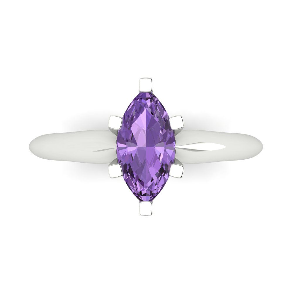 1 cttw Simulated Alexandrite Solitaire  Engagement Ring - Solid White Gold  (VVS1, Marquise Cut,10x5mm)