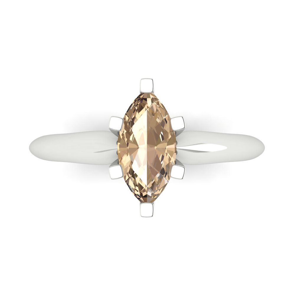 1 cttw Yellow Moissanite Solitaire  Engagement Ring - Solid White Gold  (VVS1, Marquise Cut,10x5mm)