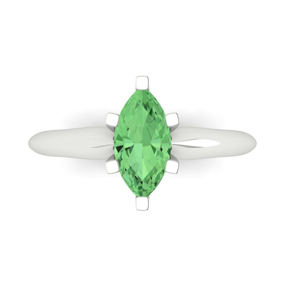 1 cttw Zirconia Simulated Green Diamond Solitaire  Engagement Ring - Solid Gold (VVS1, Marquise Cut,10x5mm)