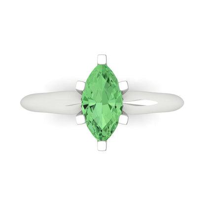 1 cttw Zirconia Simulated Green Diamond Solitaire  Engagement Ring - Solid Gold (VVS1, Marquise Cut,10x5mm)