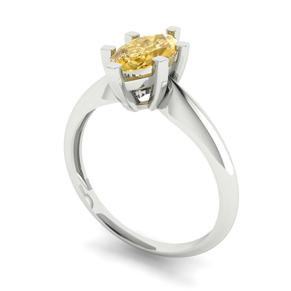 1 cttw Yellow Moissanite Solitaire  Engagement Ring - Solid White Gold  (VVS1, Marquise Cut,10x5mm)
