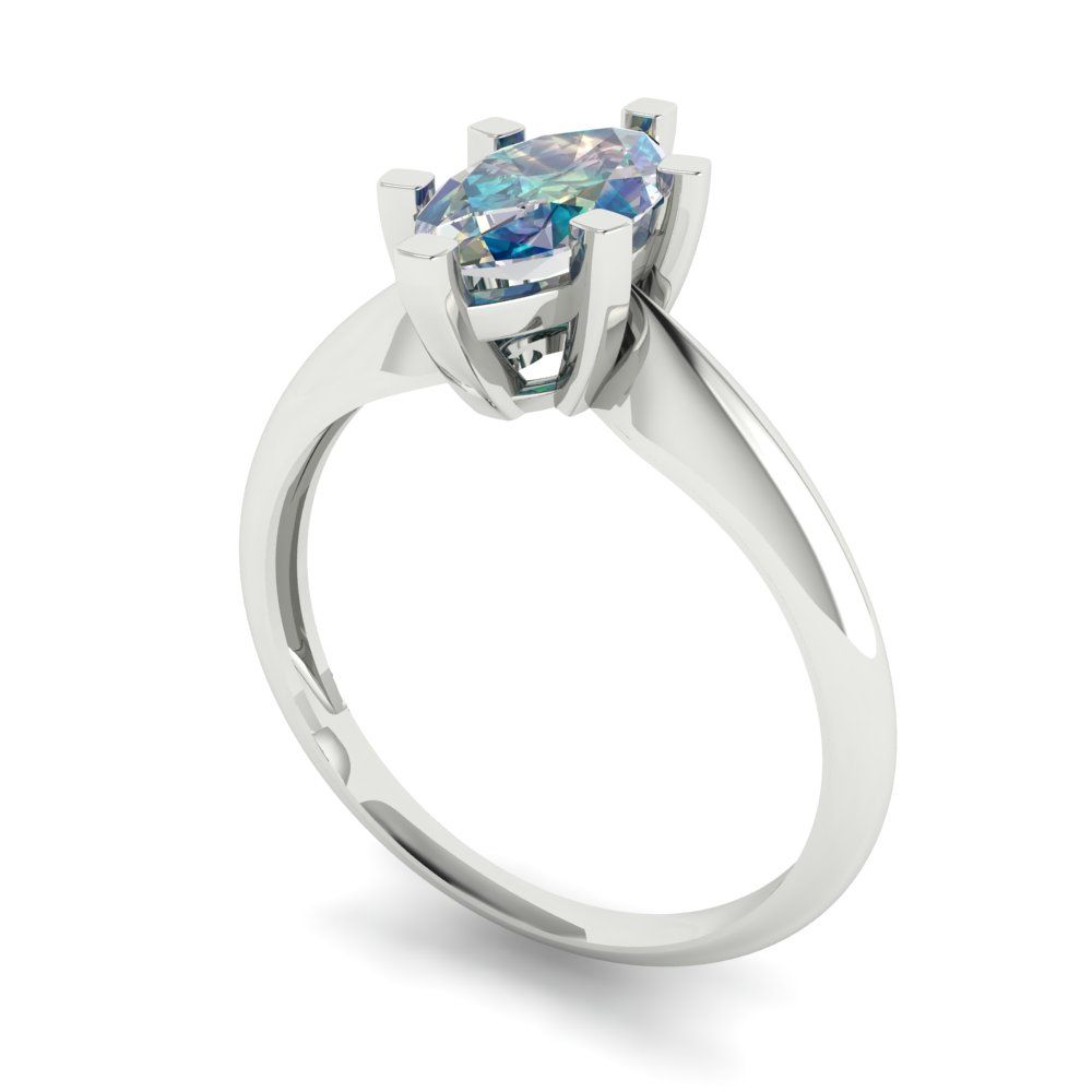 1 cttw Blue Moissanite Solitaire  Engagement Ring - Solid White Gold  (VVS1, Marquise Cut,10x5mm)
