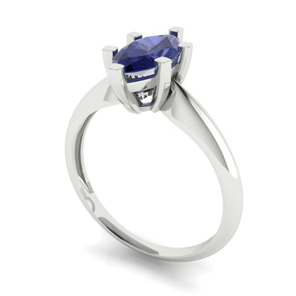 1 cttw Simulated Tanzanite Solitaire  Engagement Ring - Solid White Gold  (VVS1, Marquise Cut,10x5mm)