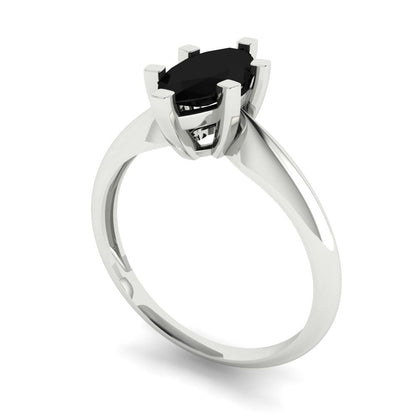 1 cttw Natural Onyx Solitaire  Engagement Ring - Solid White Gold  (VVS1, Marquise Cut,10x5mm)