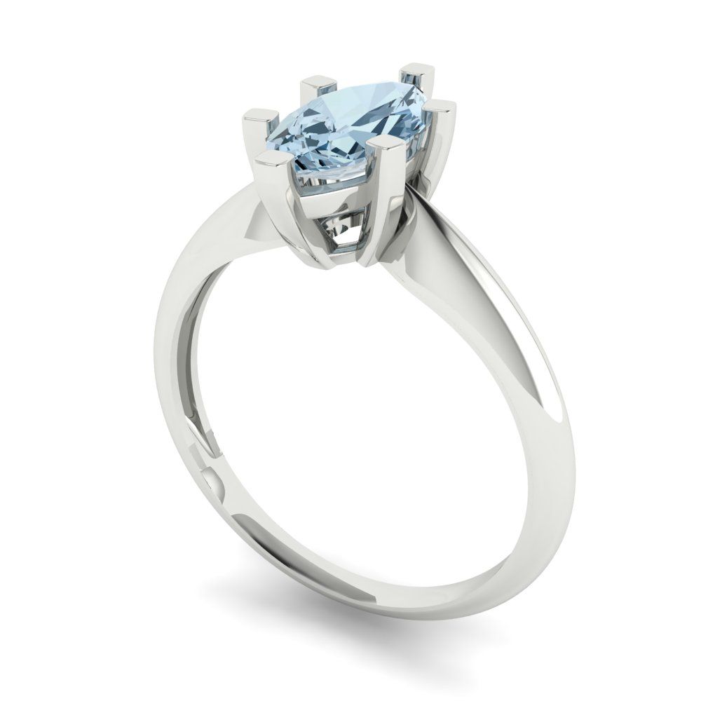 1 cttw Natural Sky Blue Topaz Solitaire  Engagement Ring - Solid White Gold  (VVS1, Marquise Cut,10x5mm)