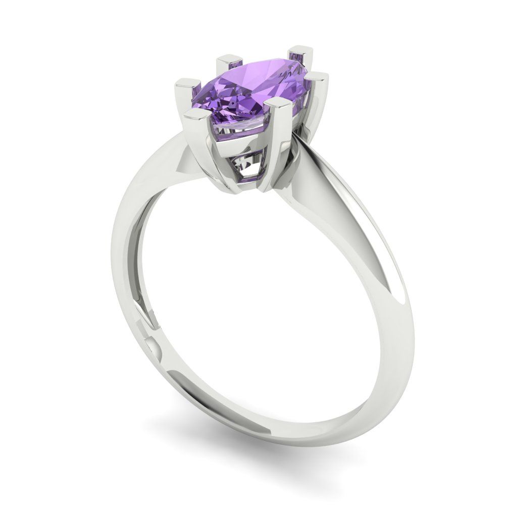 1 cttw Simulated Alexandrite Solitaire  Engagement Ring - Solid White Gold  (VVS1, Marquise Cut,10x5mm)