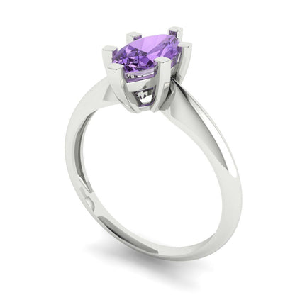 1 cttw Simulated Alexandrite Solitaire  Engagement Ring - Solid White Gold  (VVS1, Marquise Cut,10x5mm)