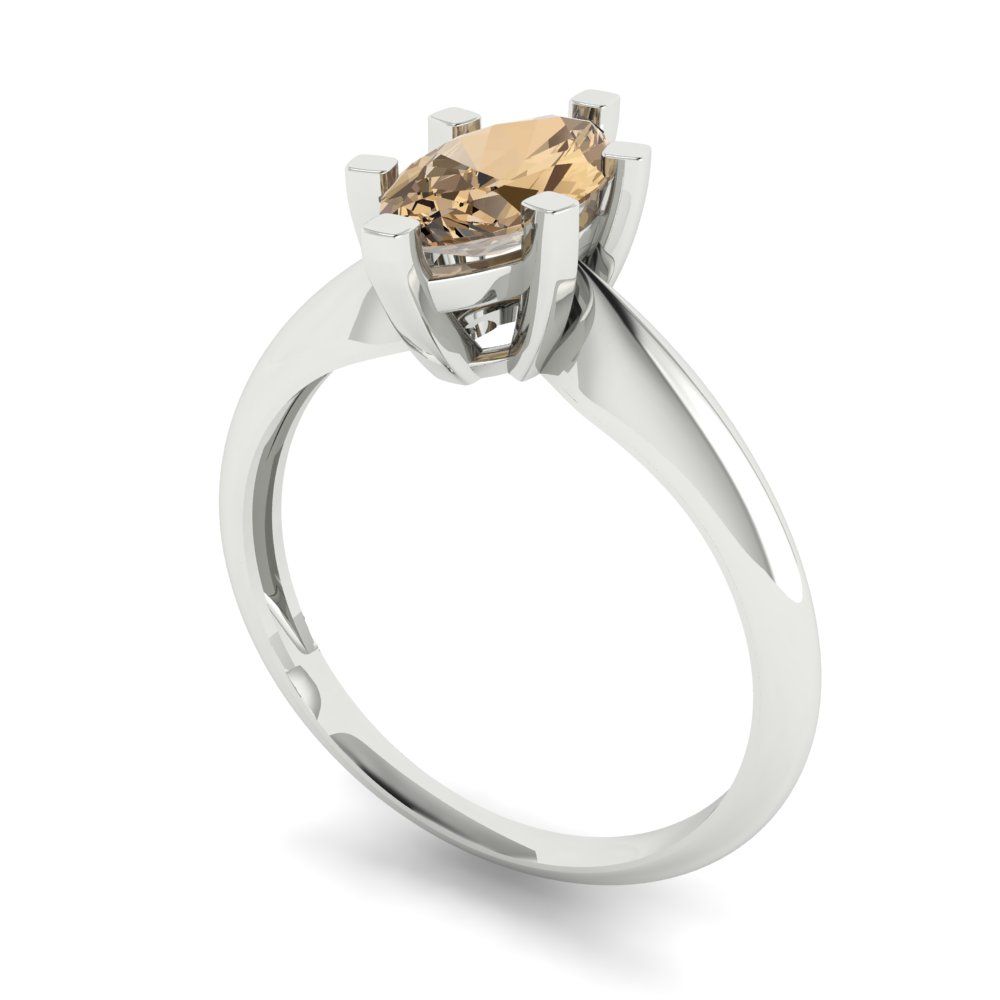 1 cttw Zirconia Simulated Champagne Diamond Solitaire  Engagement Ring - Solid Gold (VVS1, Marquise Cut,10x5mm)