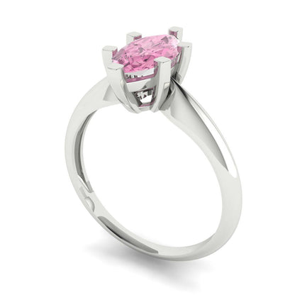 1 cttw Zirconia Simulated Pink Diamond Solitaire  Engagement Ring - Solid Gold (VVS1, Marquise Cut,10x5mm)