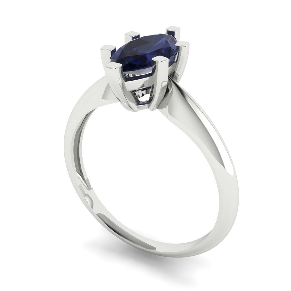 1 cttw Simulated Blue Sapphire Solitaire  Engagement Ring - Solid Gold (Marquise Cut,10x5mm)