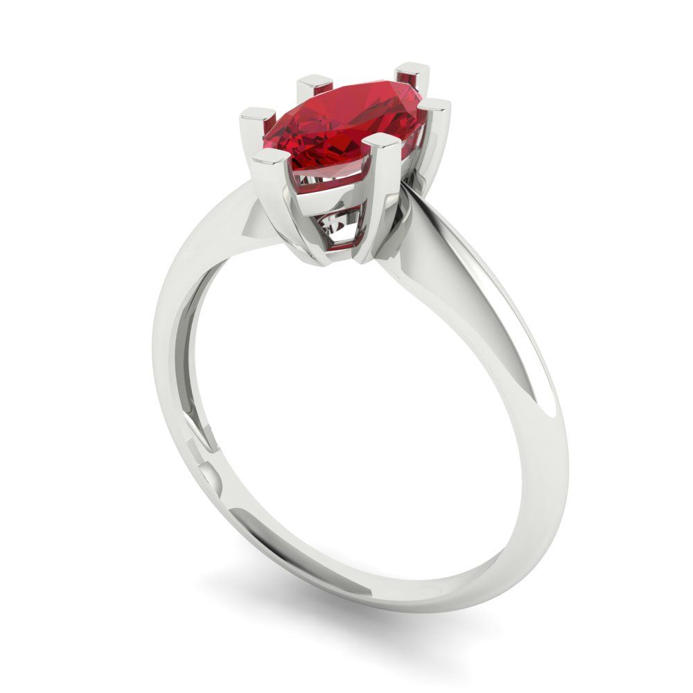1 cttw Simulated Ruby Solitaire  Engagement Ring - Solid White Gold  (VVS1, Marquise Cut,10x5mm)