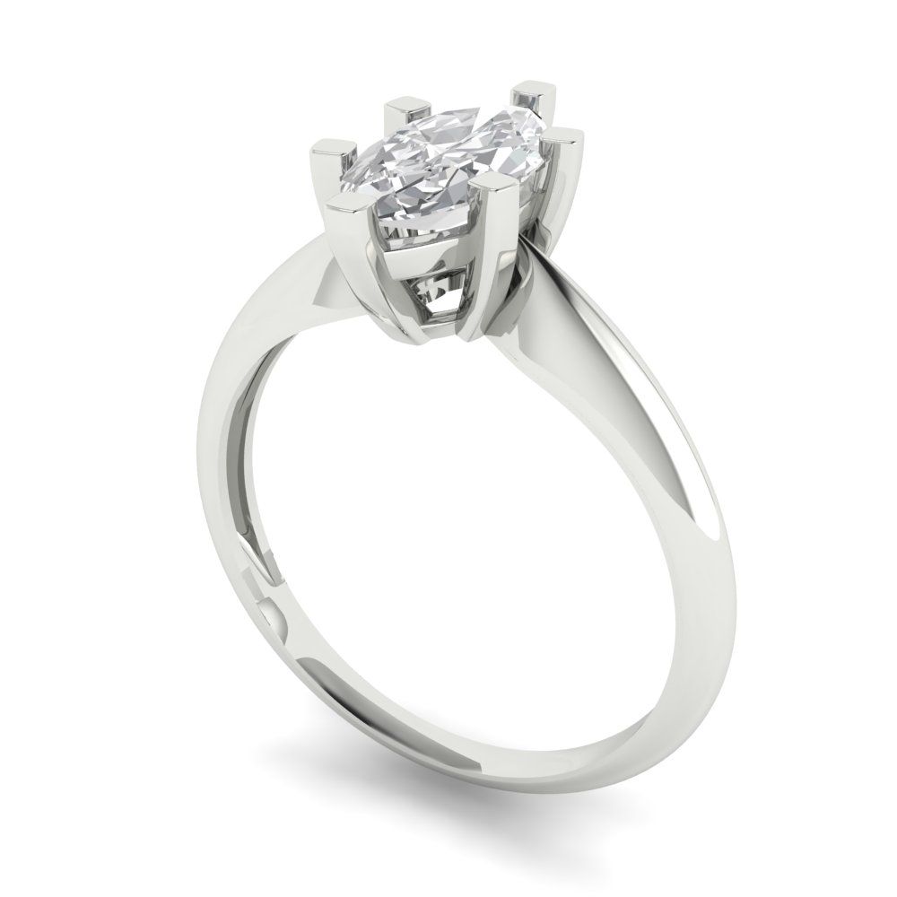 1 cttw Moissanite Solitaire  Engagement Ring - Solid White Gold  (VVS1, Marquise Cut,10x5mm)