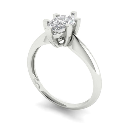 1 cttw Moissanite Solitaire  Engagement Ring - Solid White Gold  (VVS1, Marquise Cut,10x5mm)