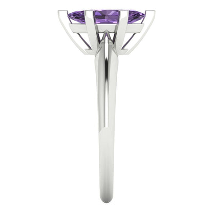1 cttw Simulated Alexandrite Solitaire  Engagement Ring - Solid White Gold  (VVS1, Marquise Cut,10x5mm)