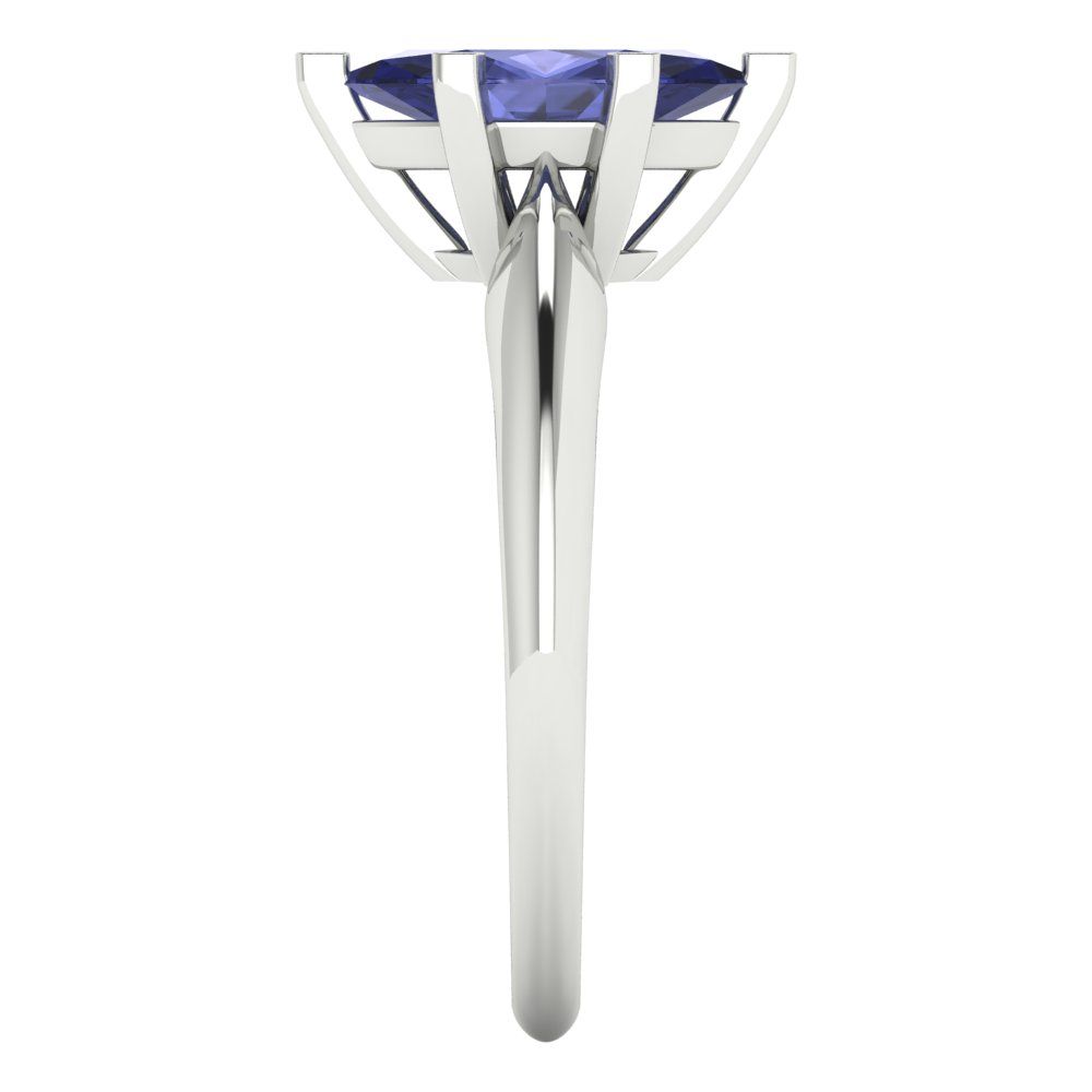 1 cttw Simulated Tanzanite Solitaire  Engagement Ring - Solid White Gold  (VVS1, Marquise Cut,10x5mm)