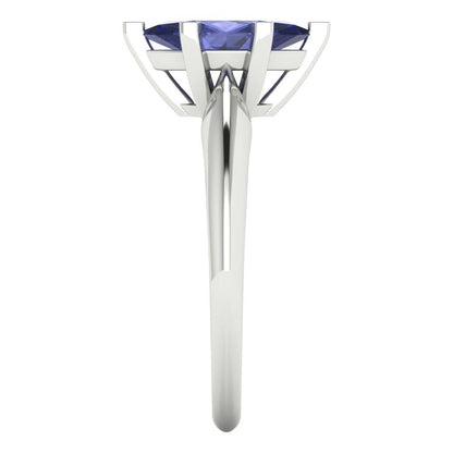1 cttw Simulated Tanzanite Solitaire  Engagement Ring - Solid White Gold  (VVS1, Marquise Cut,10x5mm)