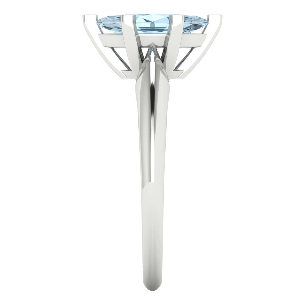 1 cttw Natural Aquamarine Solitaire  Engagement Ring - Solid White Gold  (VVS1, Marquise Cut,10x5mm)