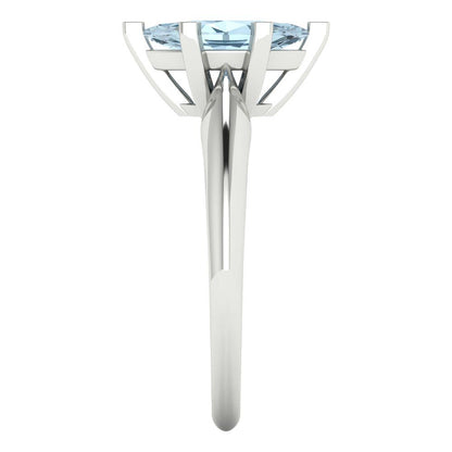 1 cttw Natural Aquamarine Solitaire  Engagement Ring - Solid White Gold  (VVS1, Marquise Cut,10x5mm)